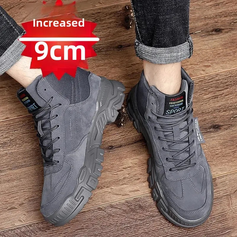 Nils™ Læder sort - Højdækkende Høje Sneakers 10CM