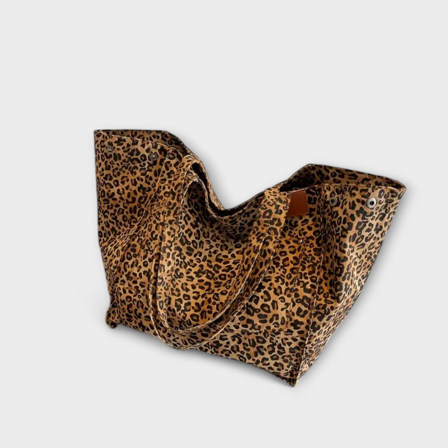 Elegant Leopardmønstret Canvas Skuldertaske