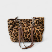 Trendy Leopardskinds-Inspireret Tote i Blød Kunstpels