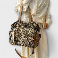 Leopardmønstret Canvas Crossbody Taske