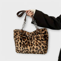 Trendy Leopardskinds-Inspireret Tote i Blød Kunstpels